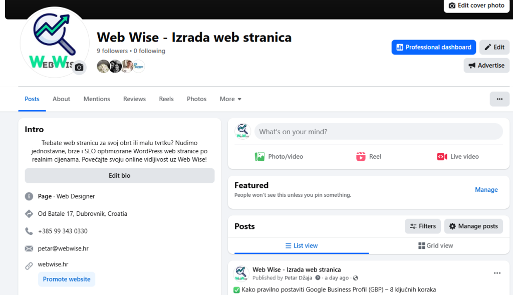 web wise facebook stranica